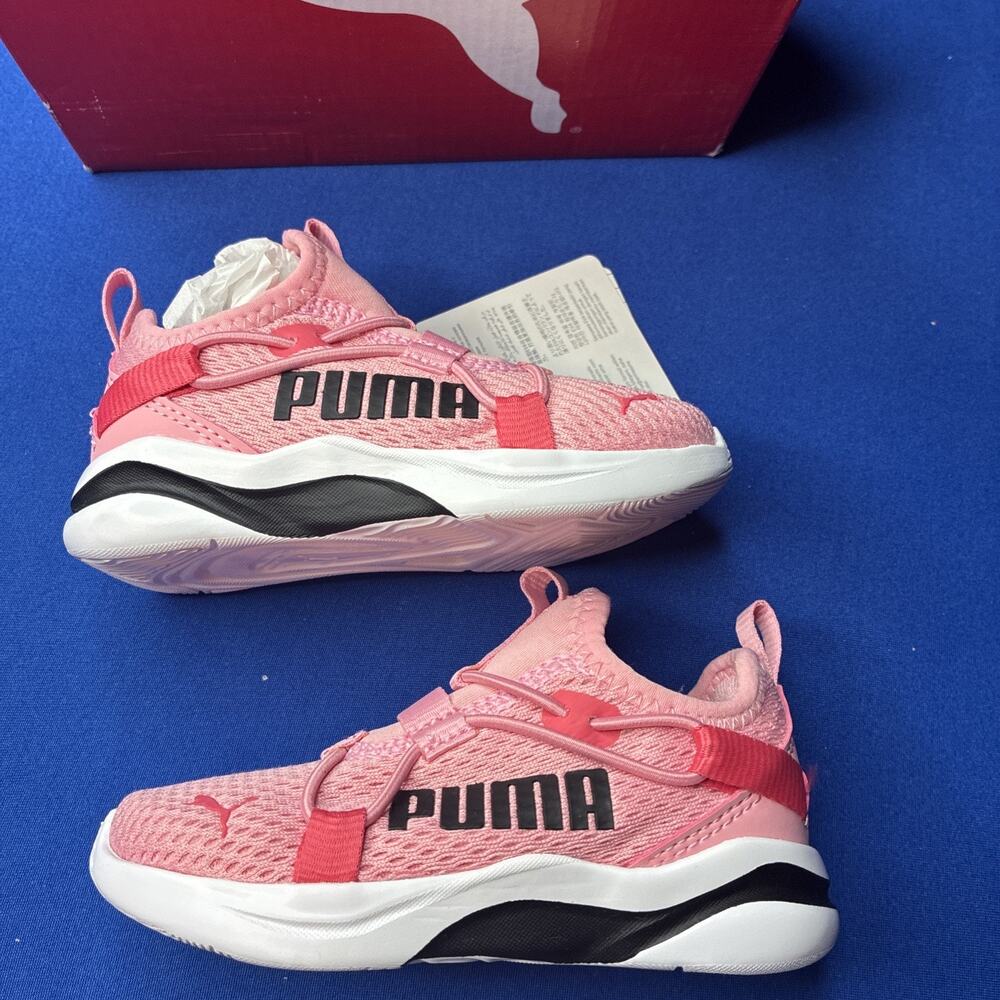 NEW NIB Puma 7C Junior SoftRide Rift Slip On Pop Pink And Black 194775 08 Girls